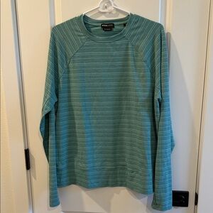 Prana Teal Striped Long Sleeve Top